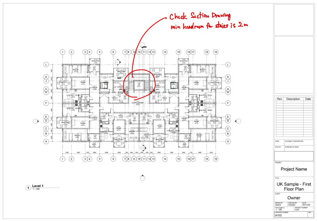 手書きのメモが記載された図面の例